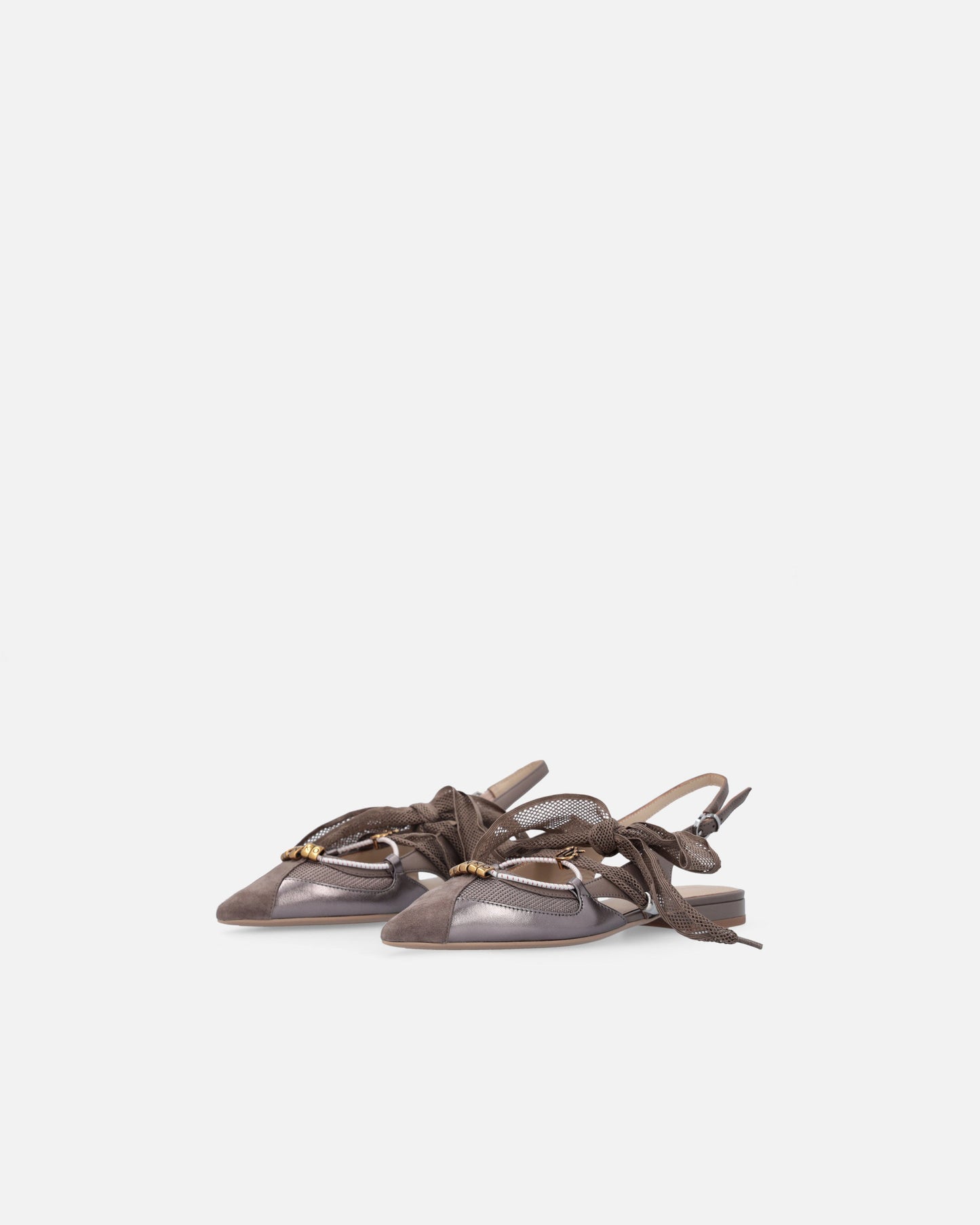 Slingback ballerinas with ties