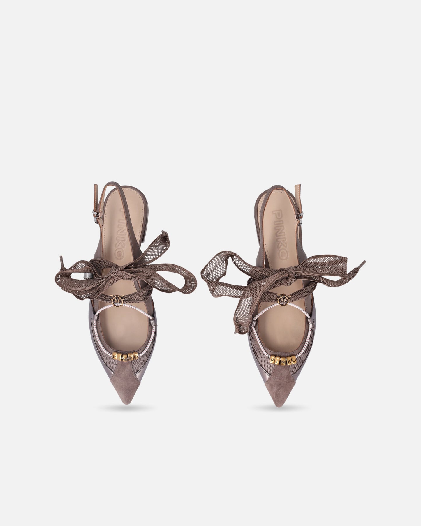 Slingback ballerinas with ties