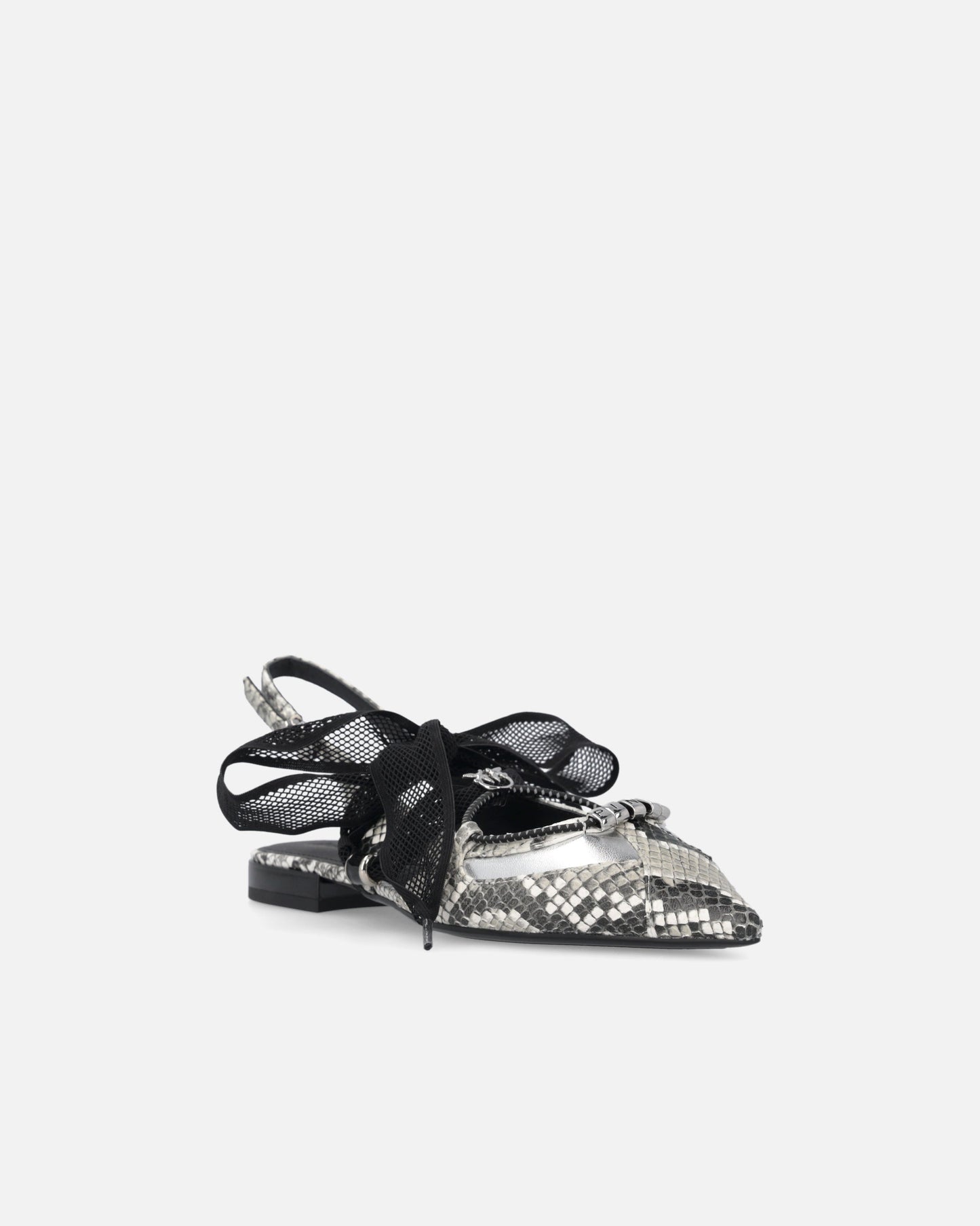 Slingback ballerinas with python print and ties