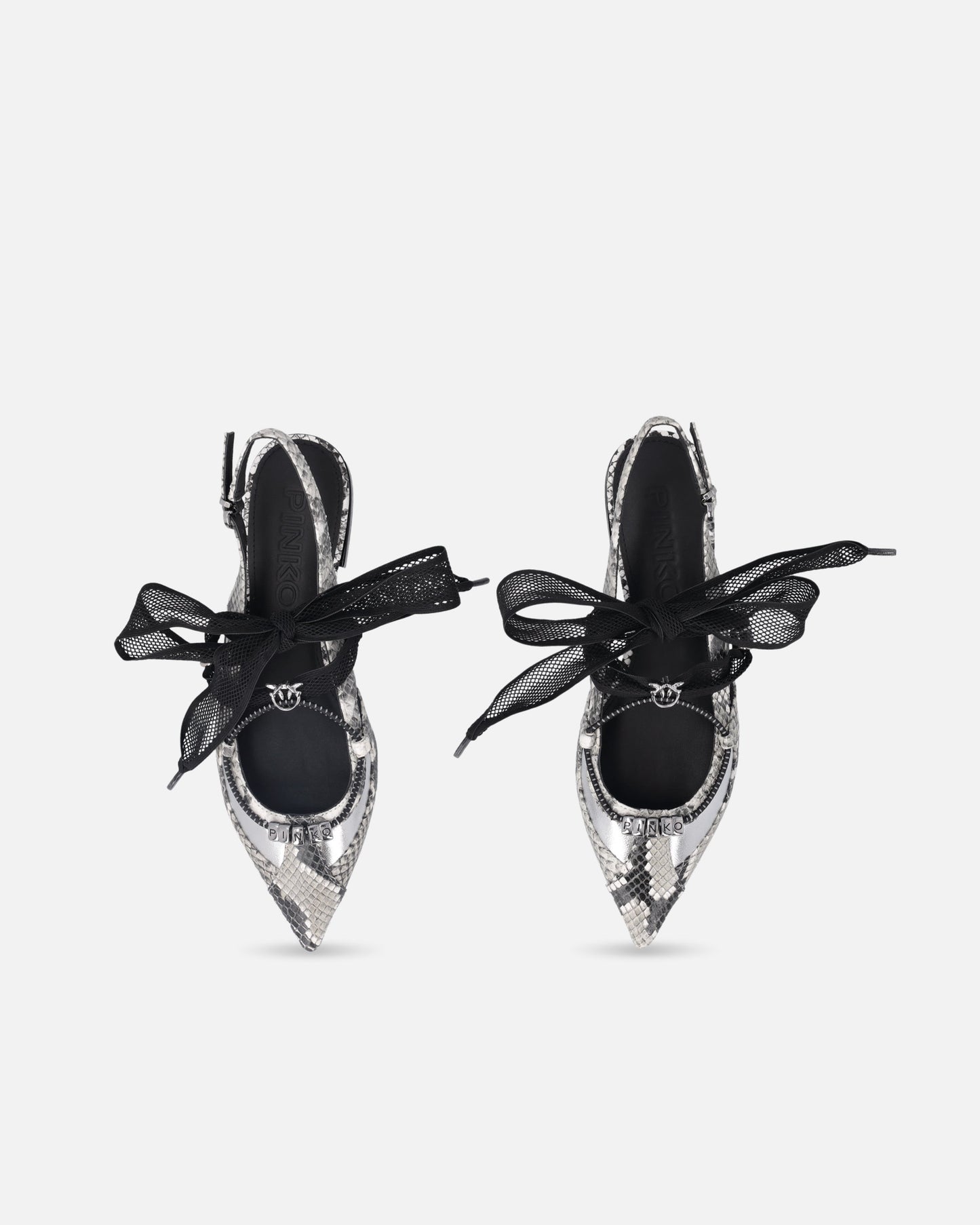 Slingback ballerinas with python print and ties
