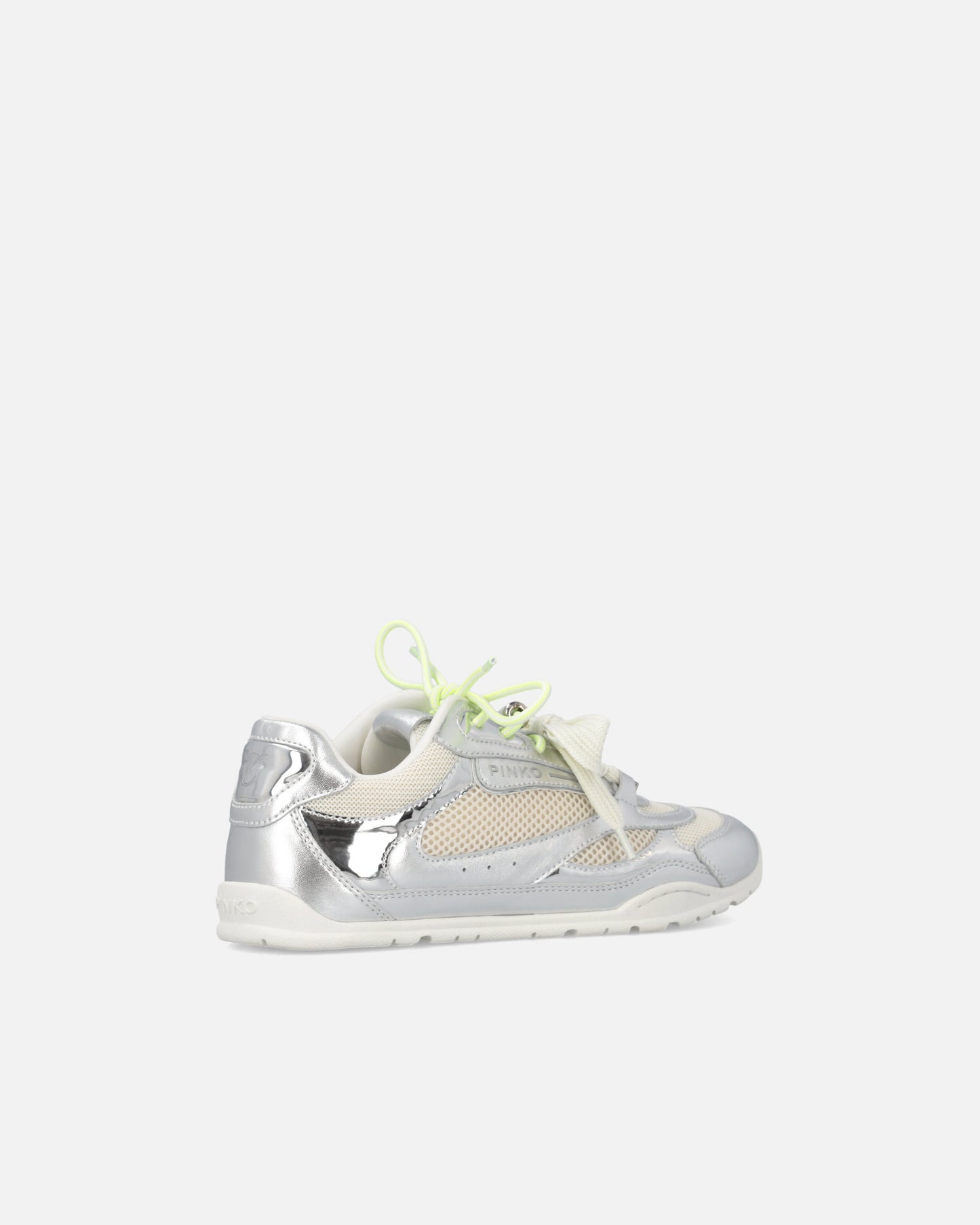 Laminated sneakers with double laces and jewel details