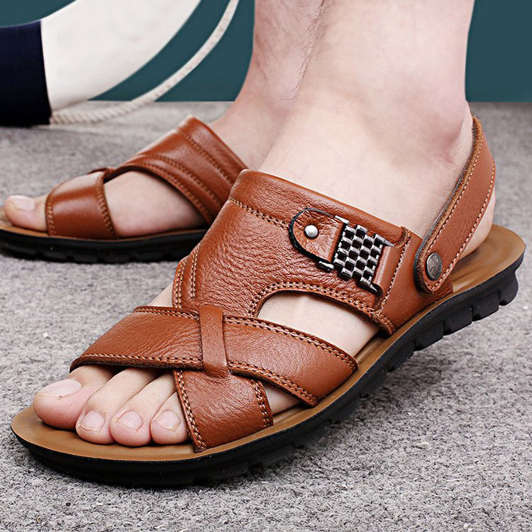 Herren Outdoor-Sandalen aus Rindsleder mit doppelter Funktion