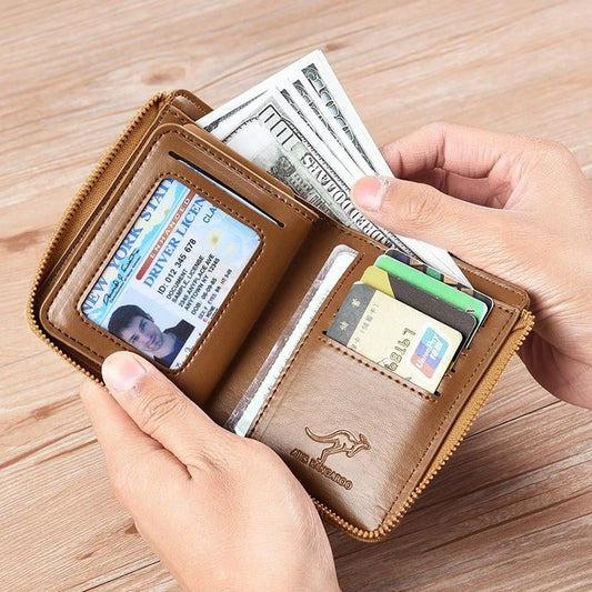 Herren Portemonnaie Reißverschluss Geldbörse ( RFID-SCHUTZ )