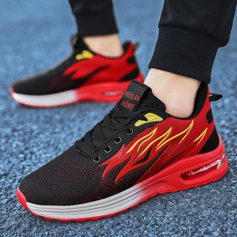 Atmungsaktive Herren-Laufschuhe mit weicher Sohle und Flammenmuster