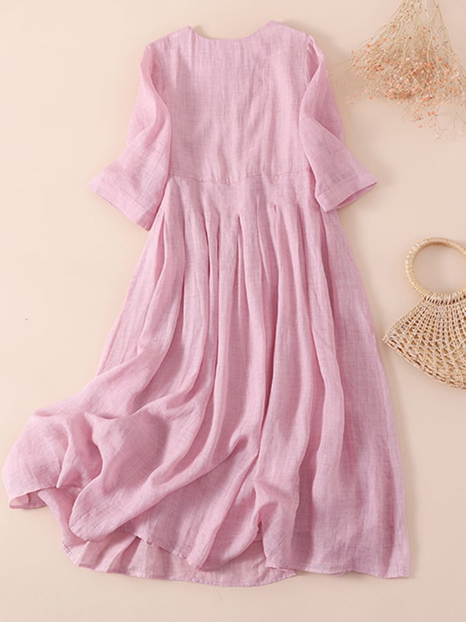 Ramie Festliches Weites Plisseekleid