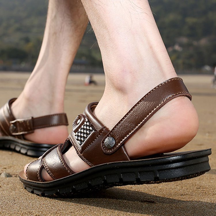 Herren Outdoor-Sandalen aus Rindsleder mit doppelter Funktion
