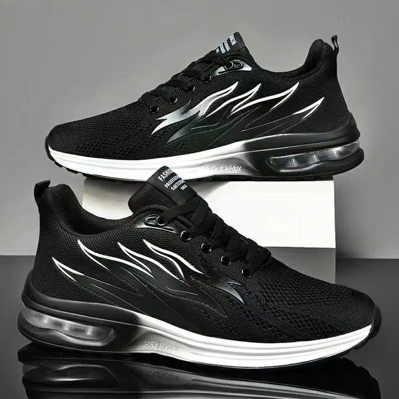 Atmungsaktive Herren-Laufschuhe mit weicher Sohle und Flammenmuster