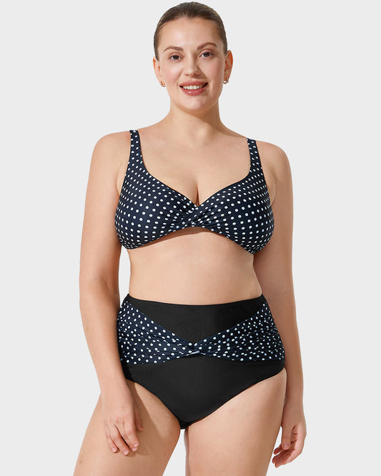 Hochtailliertes Bikini-Set mit Tupfen