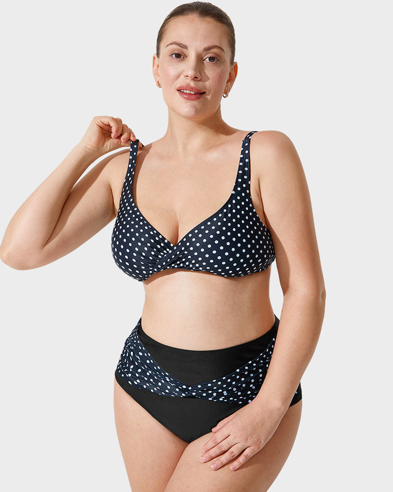 Hochtailliertes Bikini-Set mit Tupfen