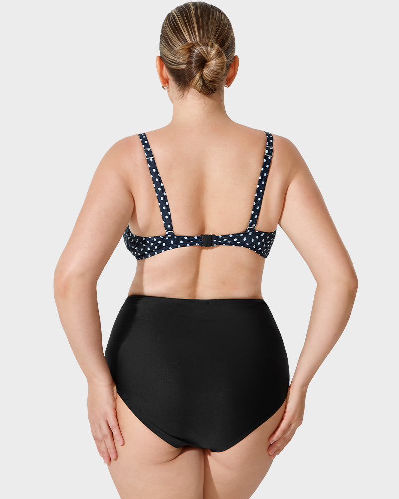 Hochtailliertes Bikini-Set mit Tupfen