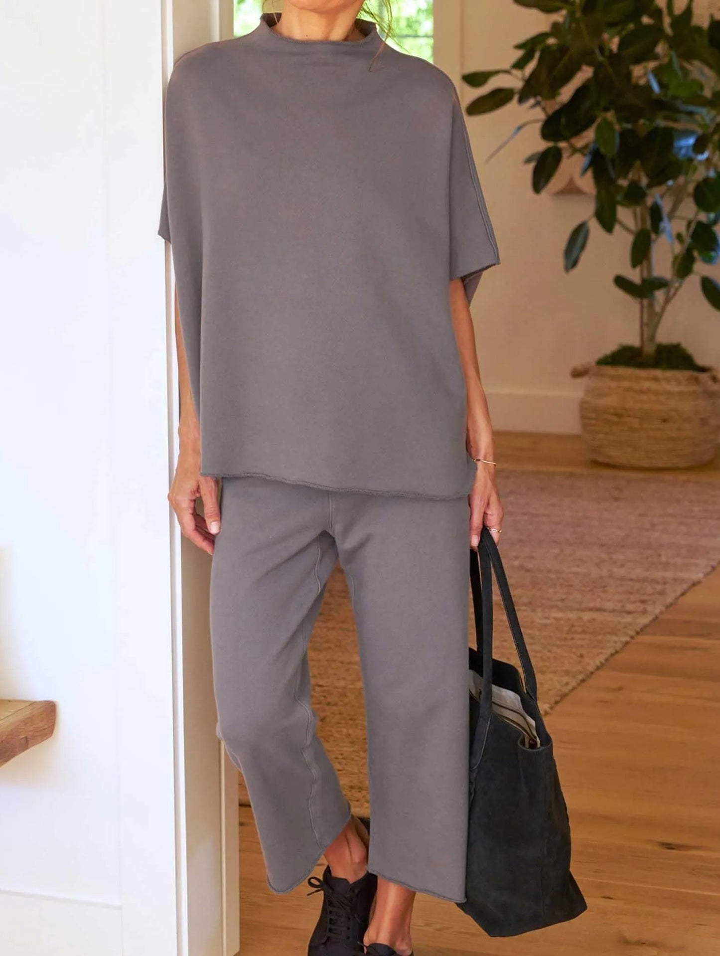 2024 Neues lässiges Fledermausärmel-Pullover-Oberteil und Wide-Leg-Set (Kaufe 2, versandkostenfrei)