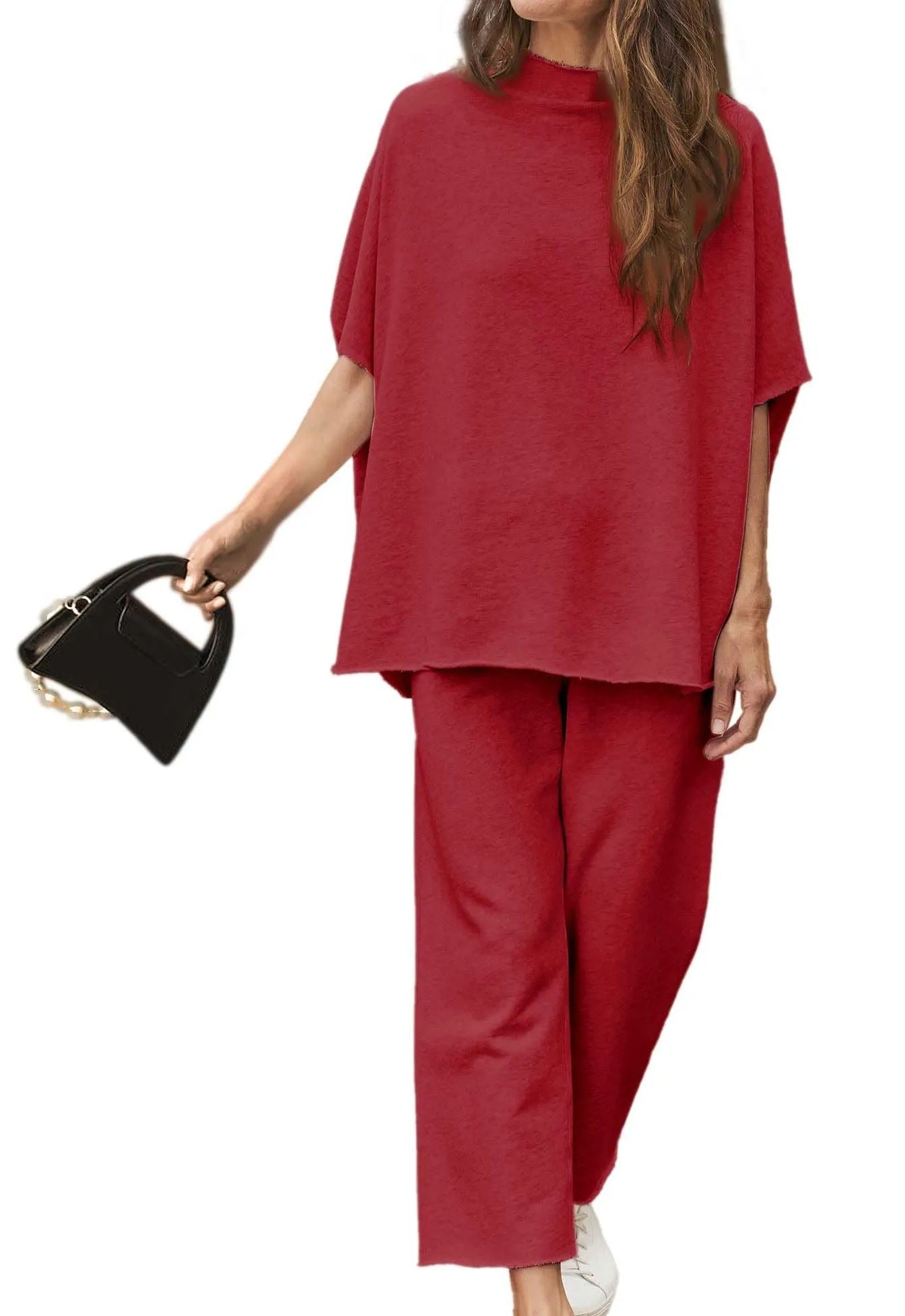 2024 Neues lässiges Fledermausärmel-Pullover-Oberteil und Wide-Leg-Set (Kaufe 2, versandkostenfrei)