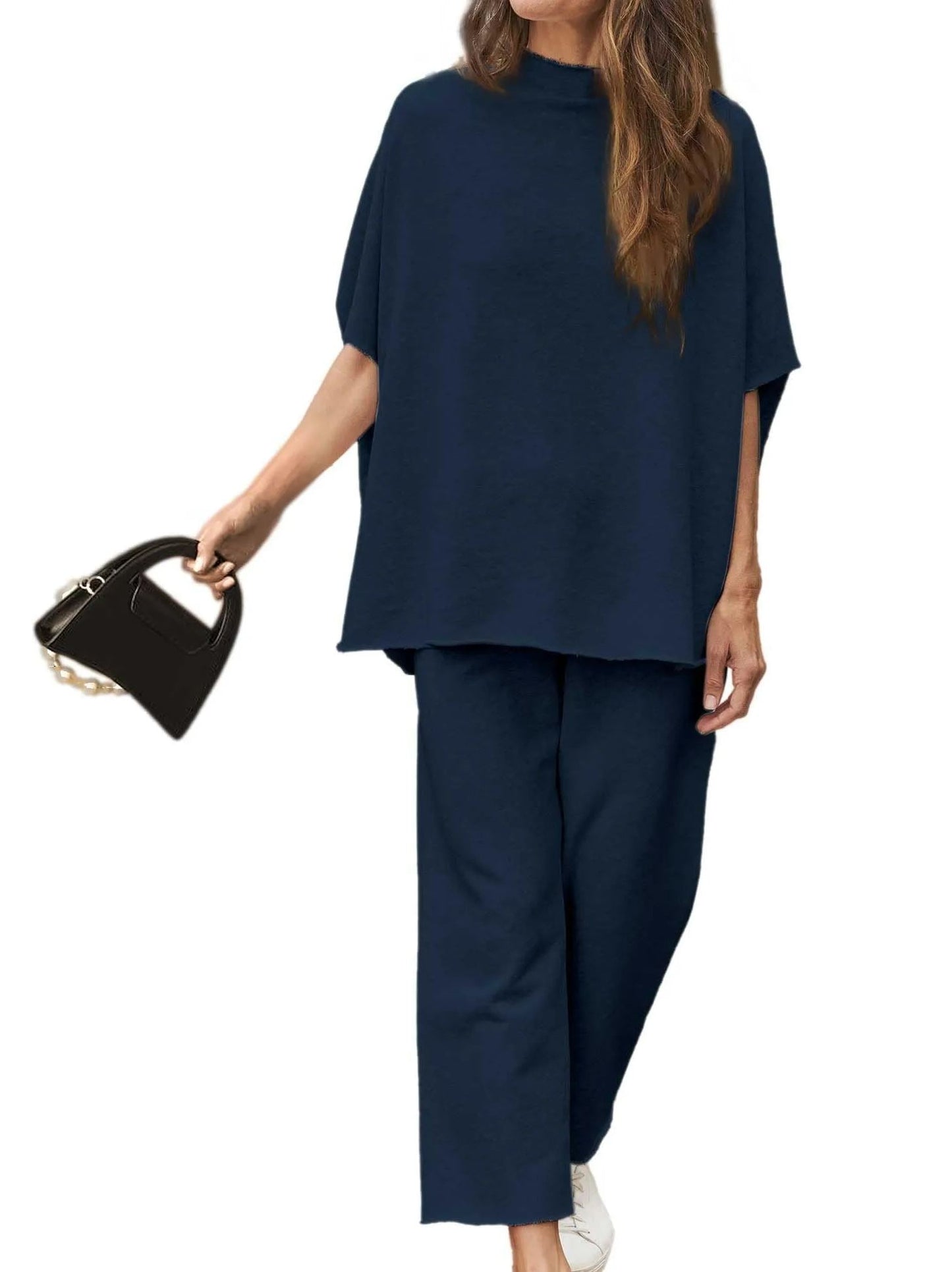 2024 Neues lässiges Fledermausärmel-Pullover-Oberteil und Wide-Leg-Set (Kaufe 2, versandkostenfrei)