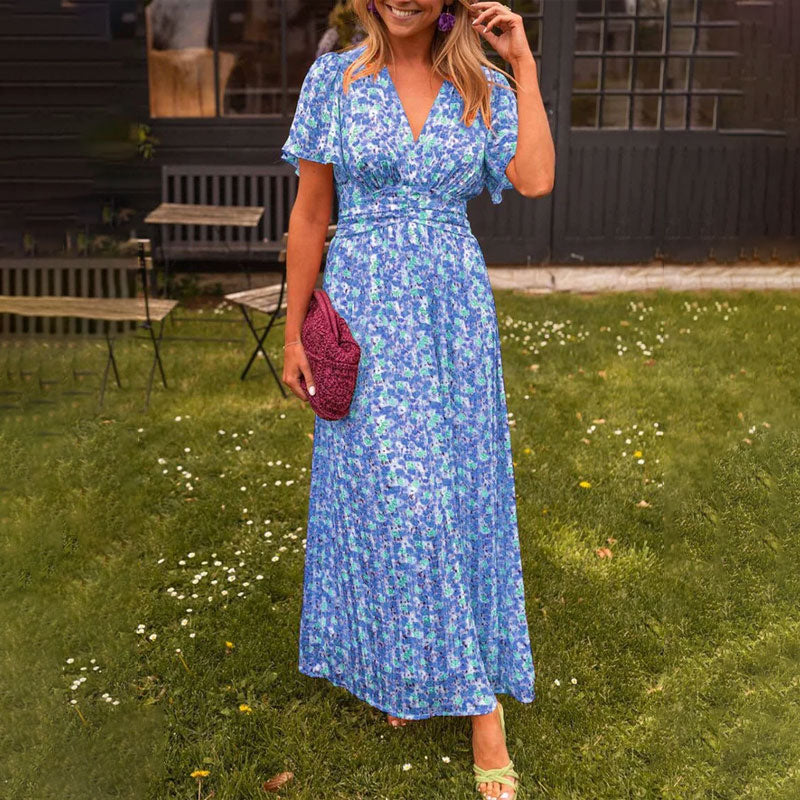 🔥Bis zu 69% RABATT heute🔥Damen Sommer 2025 Elsie Klassisches V-Ausschnitt Blumenkleid